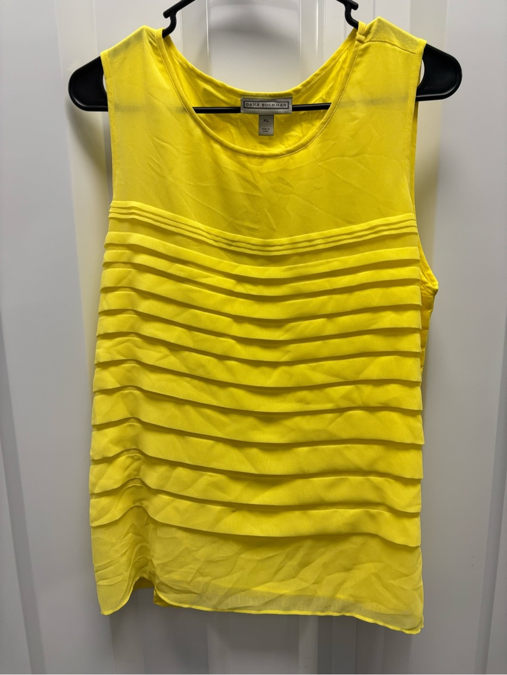 Dana Buchman Bright Yellow Pleated Sleeveless Top